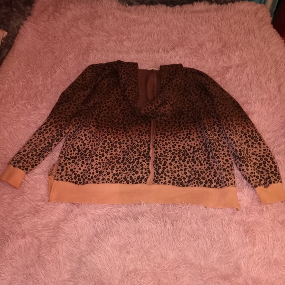 Small POL Ombre Pink & Brown Cheetah Print Half Zip Jacket - Picture 11 of 14